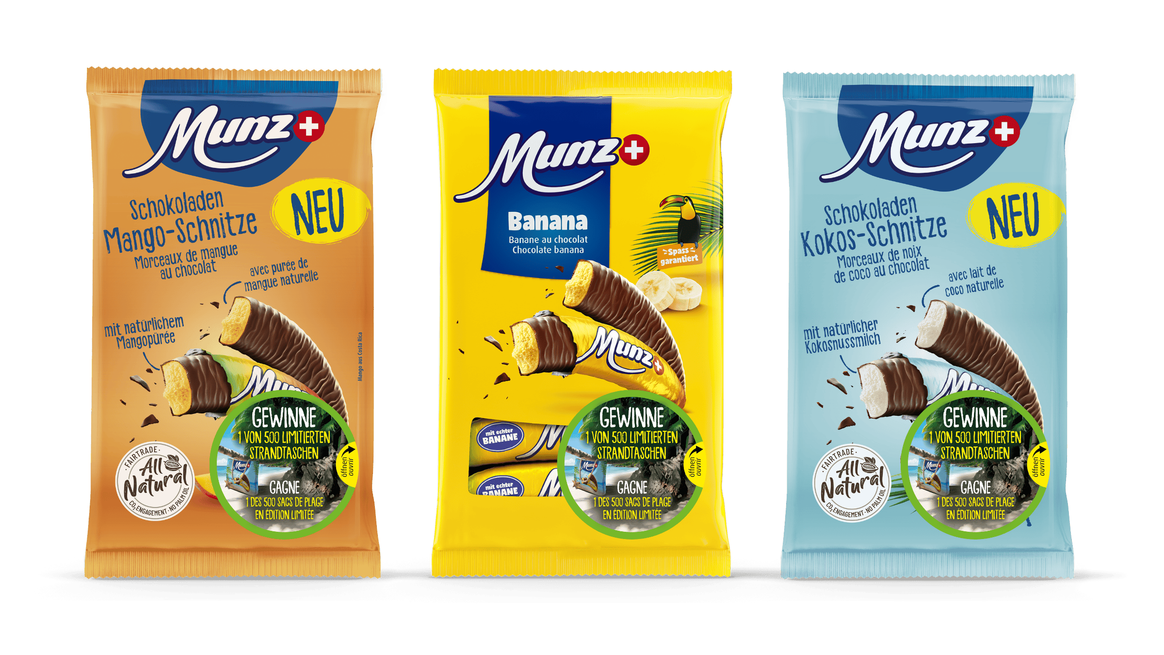 Munz Schokoladenschnitze, Mango, Banana und Kokos