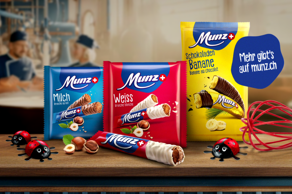 Munz Bananas, Prügeli weiss, Prügeli Milch und Glückskäfer