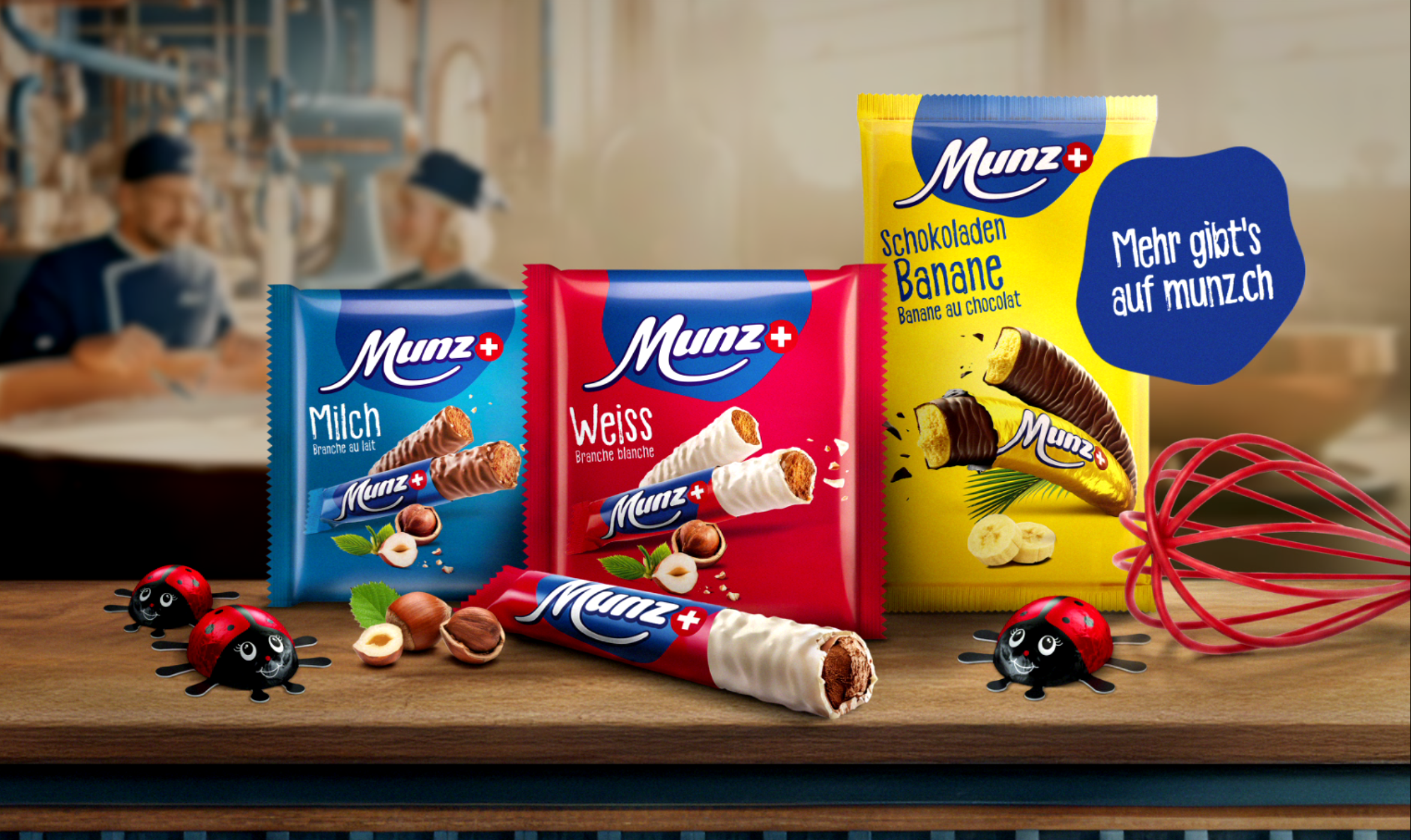 Munz Prügeli Weiss, Munz Prügeli Milch, Munz Banana, Munz Käfer